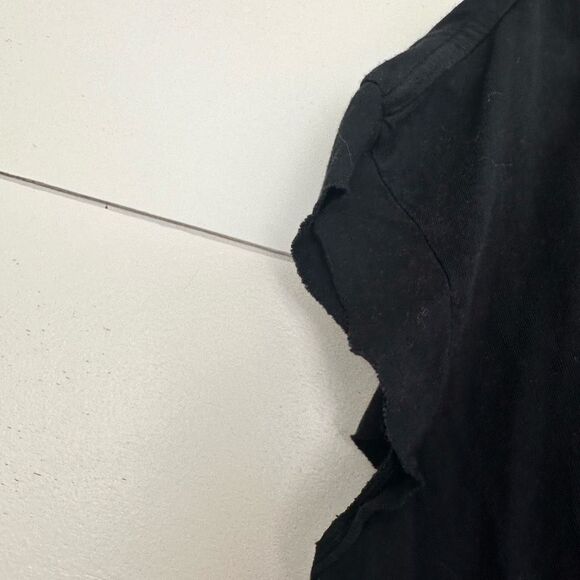 DONATE Free People Women’s Small Black Distressed Short Sleeve Tee - Picture 3 of 6